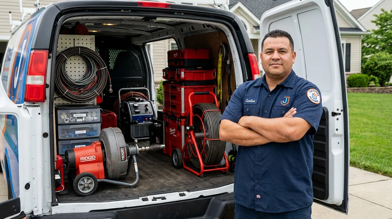 Professional drain cleaning equipment and Johns Plumbing LLC plumber in Pine Bluff