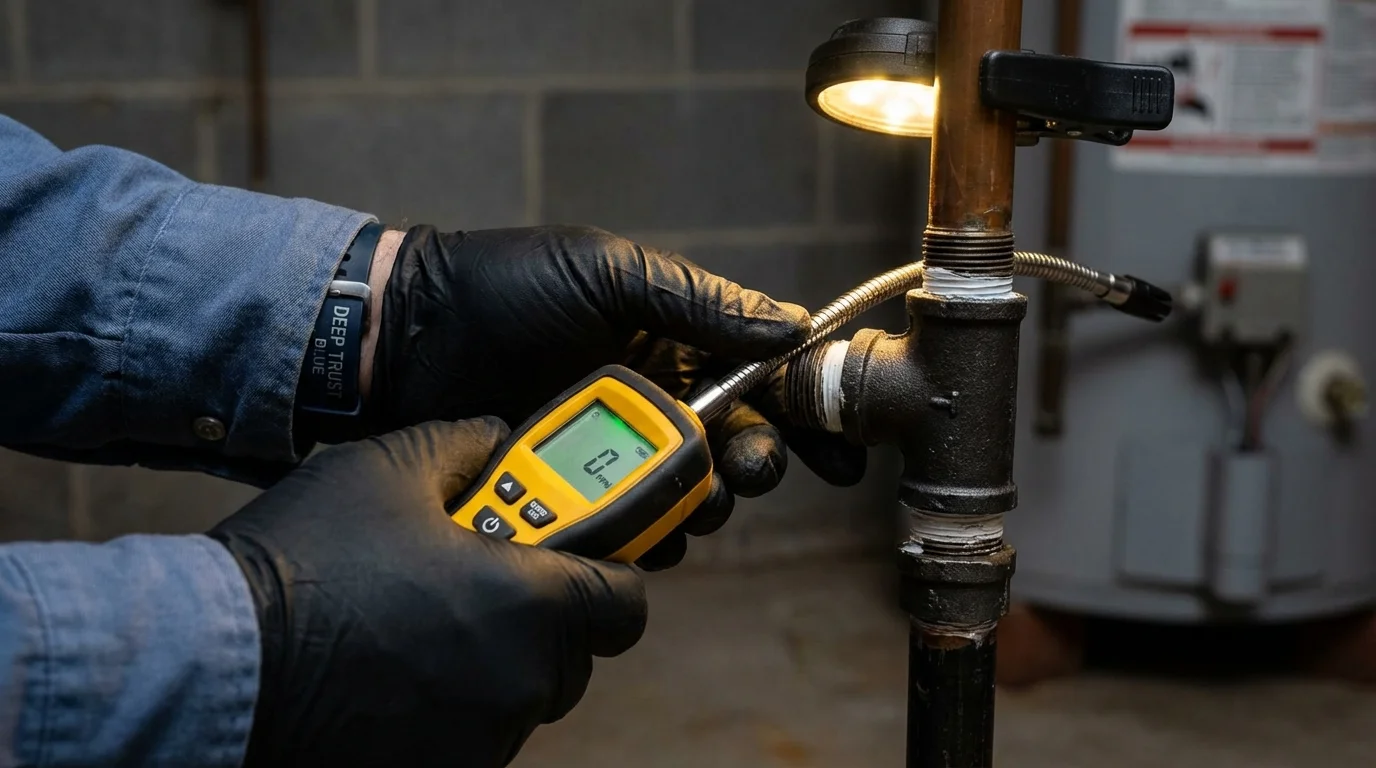 Gas leak detection with electronic sniffer by Johns Plumbing LLC in Pine Bluff