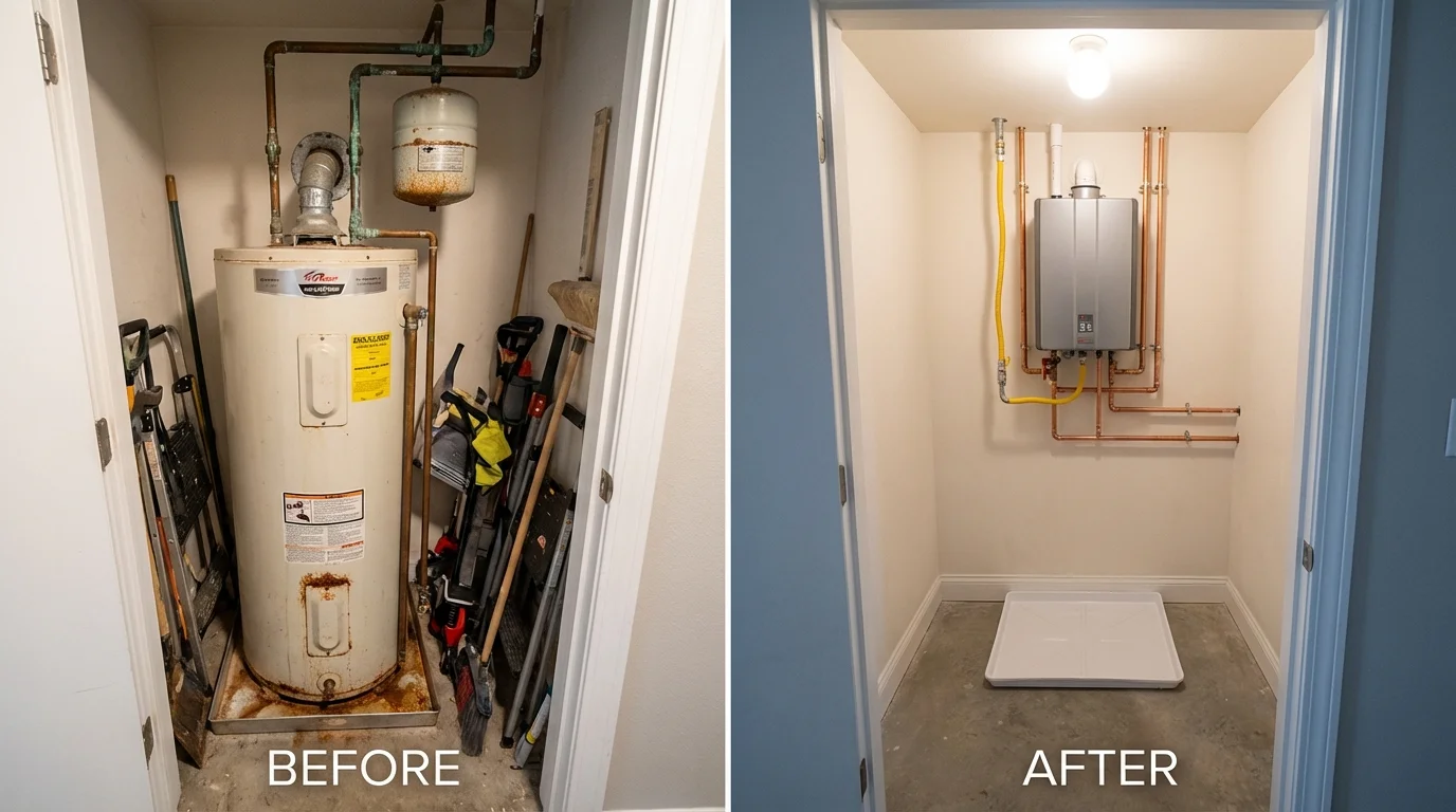 Tank water heater versus wall-mounted tankless unit comparison for Pine Bluff, AR homeowners
